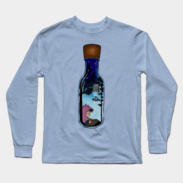 A kid inside A jar with night view Long Sleeve T-Shirt by Vitart gallery